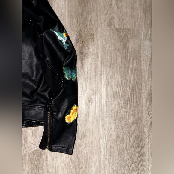 Torrid Black Faux Leather Jacket with Colorful Embroidery - Picture 4 of 4